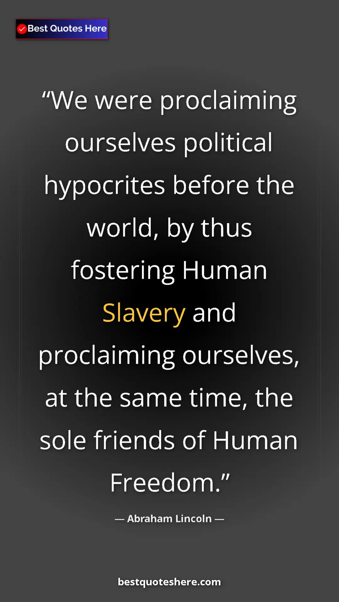 Pinterest quote poster by Abraham Lincoln: "We were proclaiming ourselves political hypocrites before..."