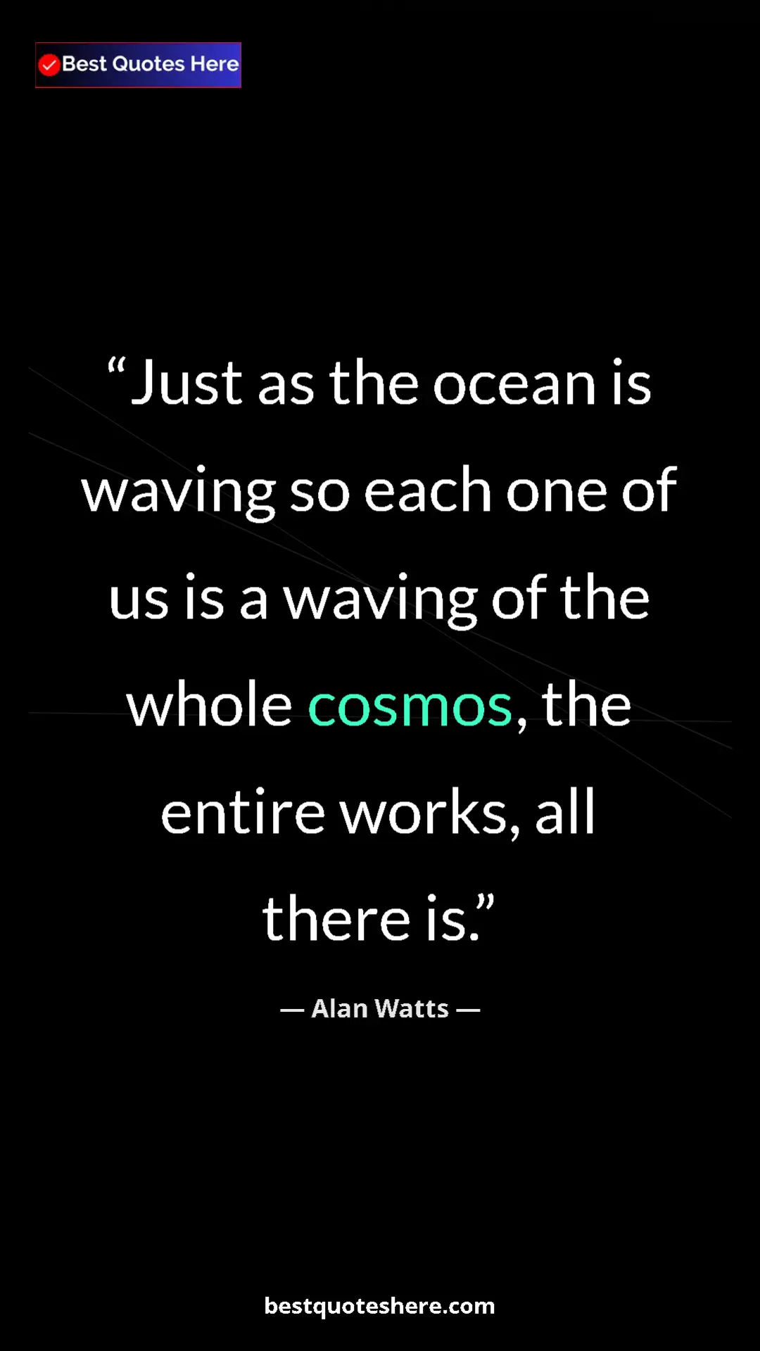 Pinterest quote poster by Alan Watts: "Just as the ocean is waving so each one of us is a waving..."