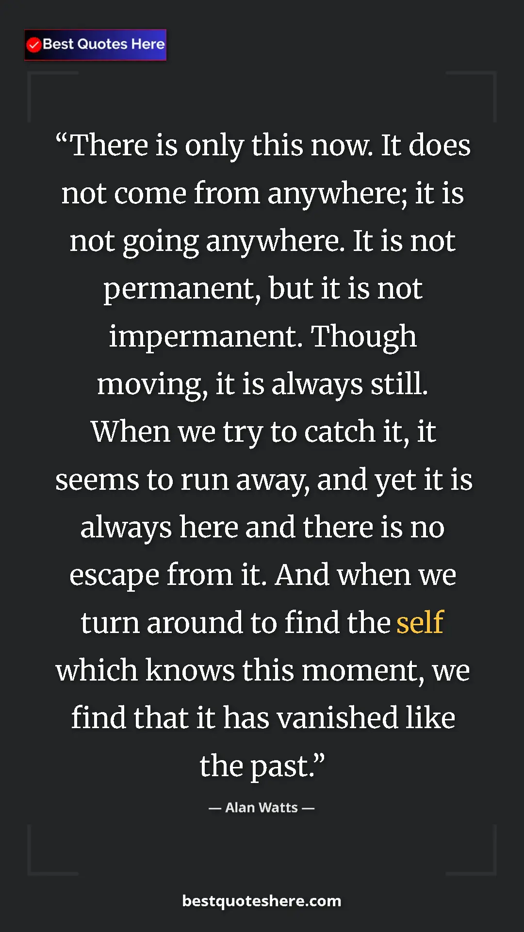 Pinterest quote poster by Alan Watts: "There is only this now. It does not come from anywhere; it..."