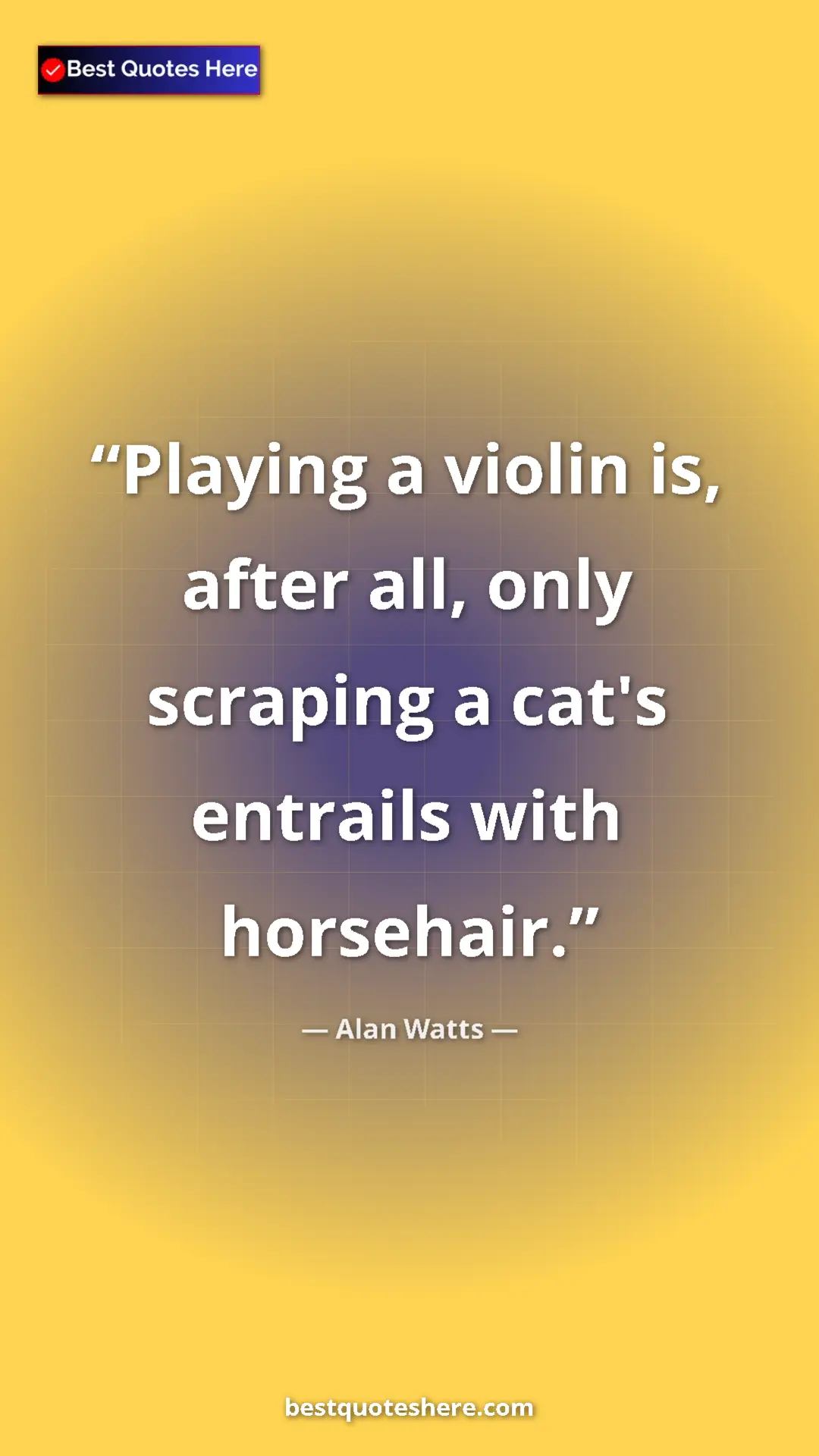 Pinterest quote poster by Alan Watts: "Playing a violin is, after all, only scraping a cat's..."