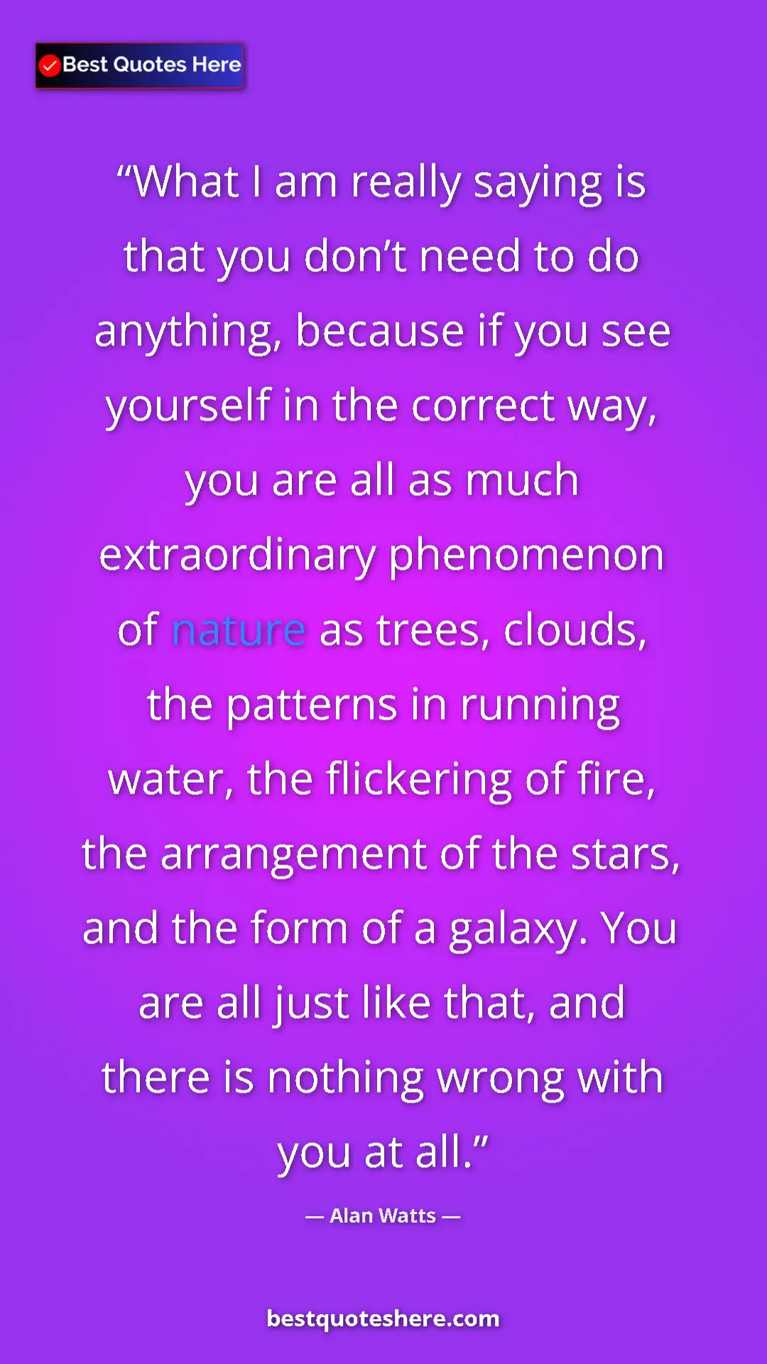 Pinterest quote poster by Alan Watts: "What I am really saying is that you don’t need to do..."