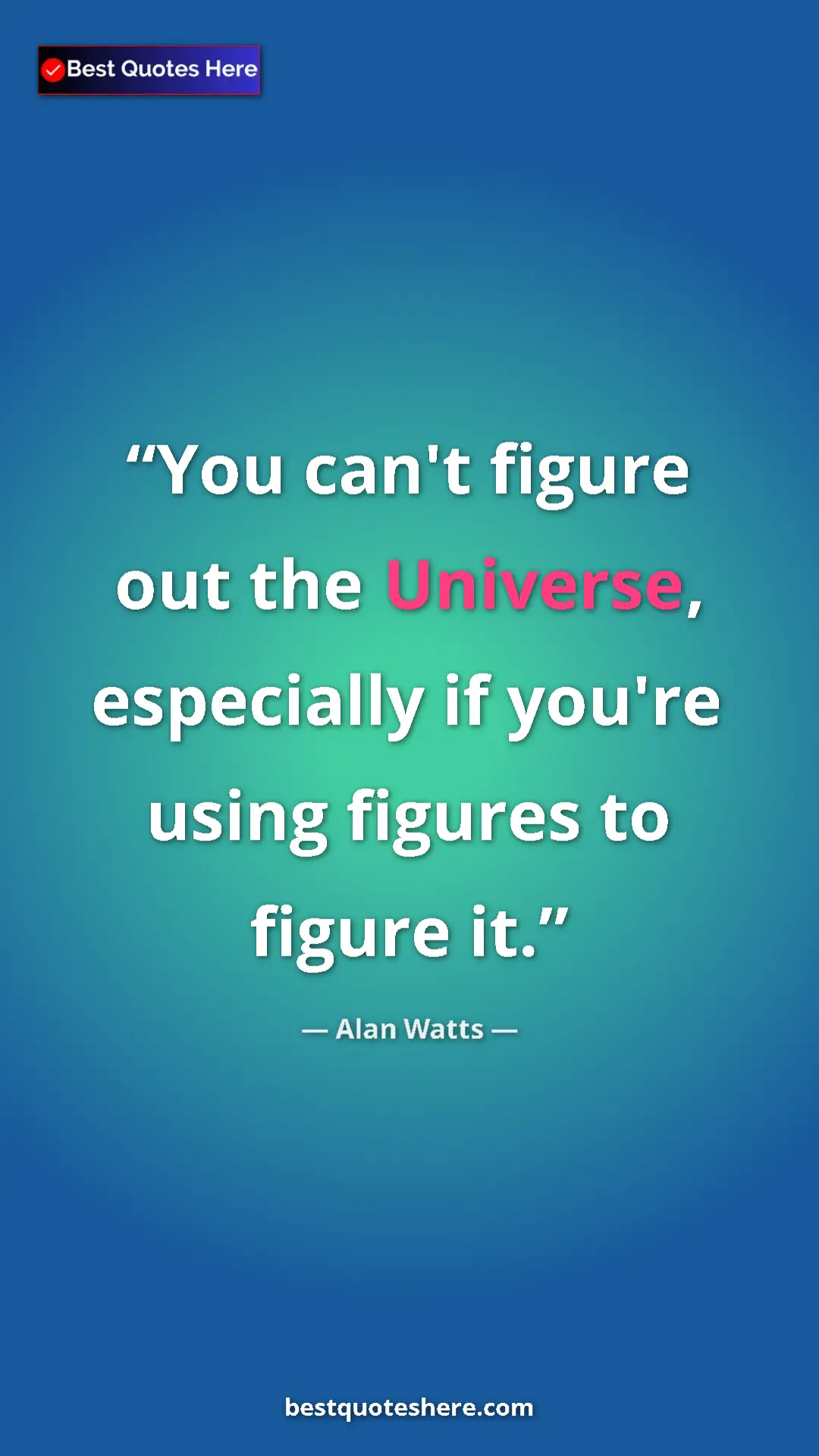 Pinterest quote poster by Alan Watts: "You can't figure out the Universe, especially if you're..."