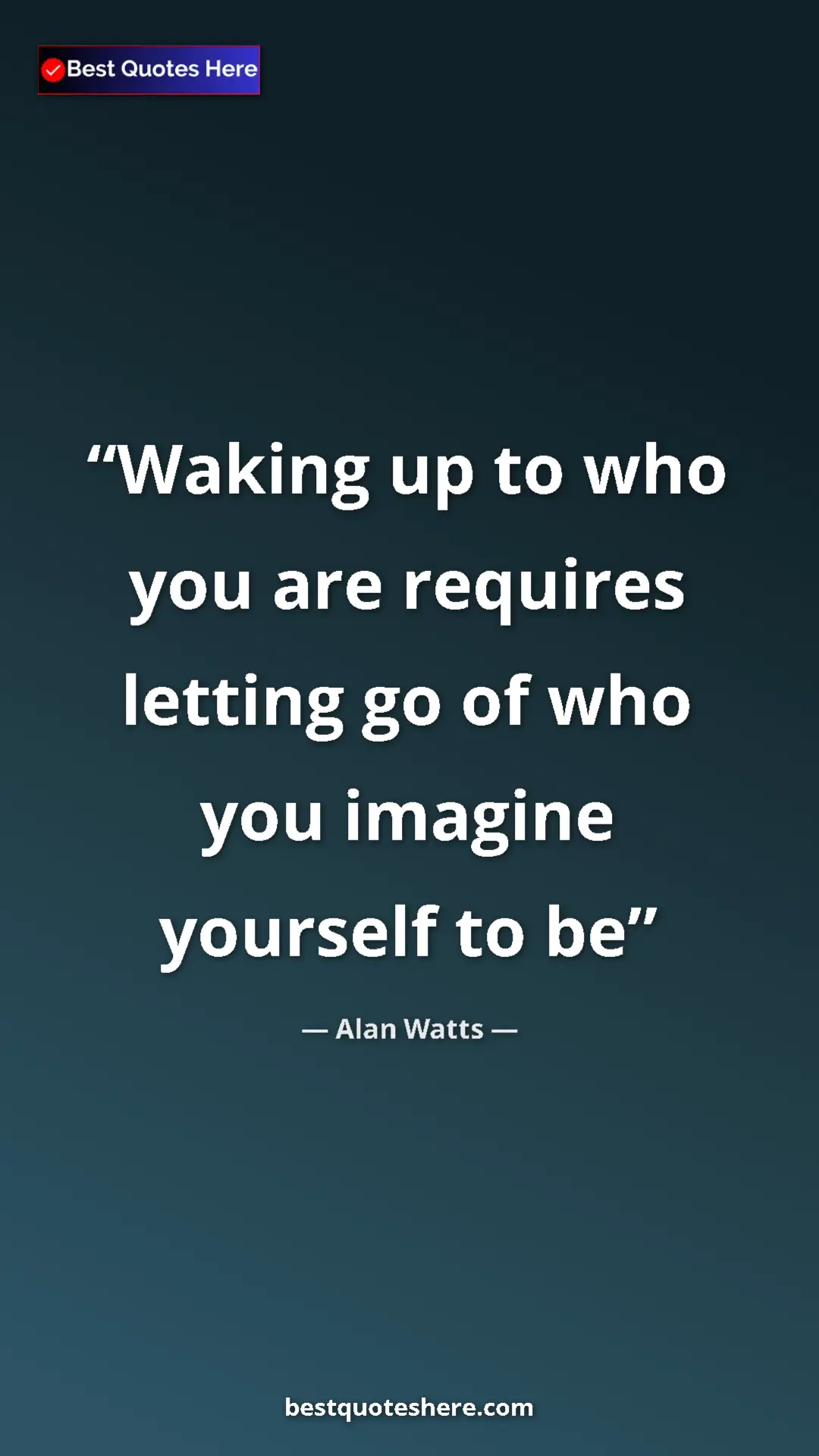 Pinterest quote poster by Alan Watts: "Waking up to who you are requires letting go of who you..."