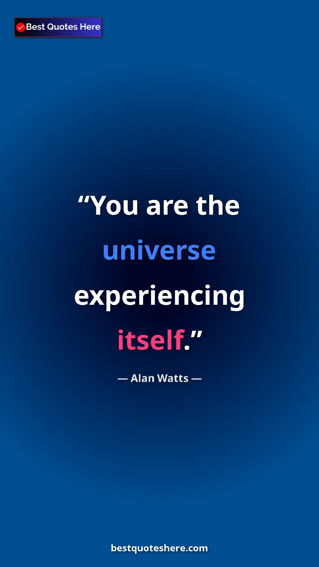 Pinterest quote poster by Alan Watts: "You are the universe experiencing itself."