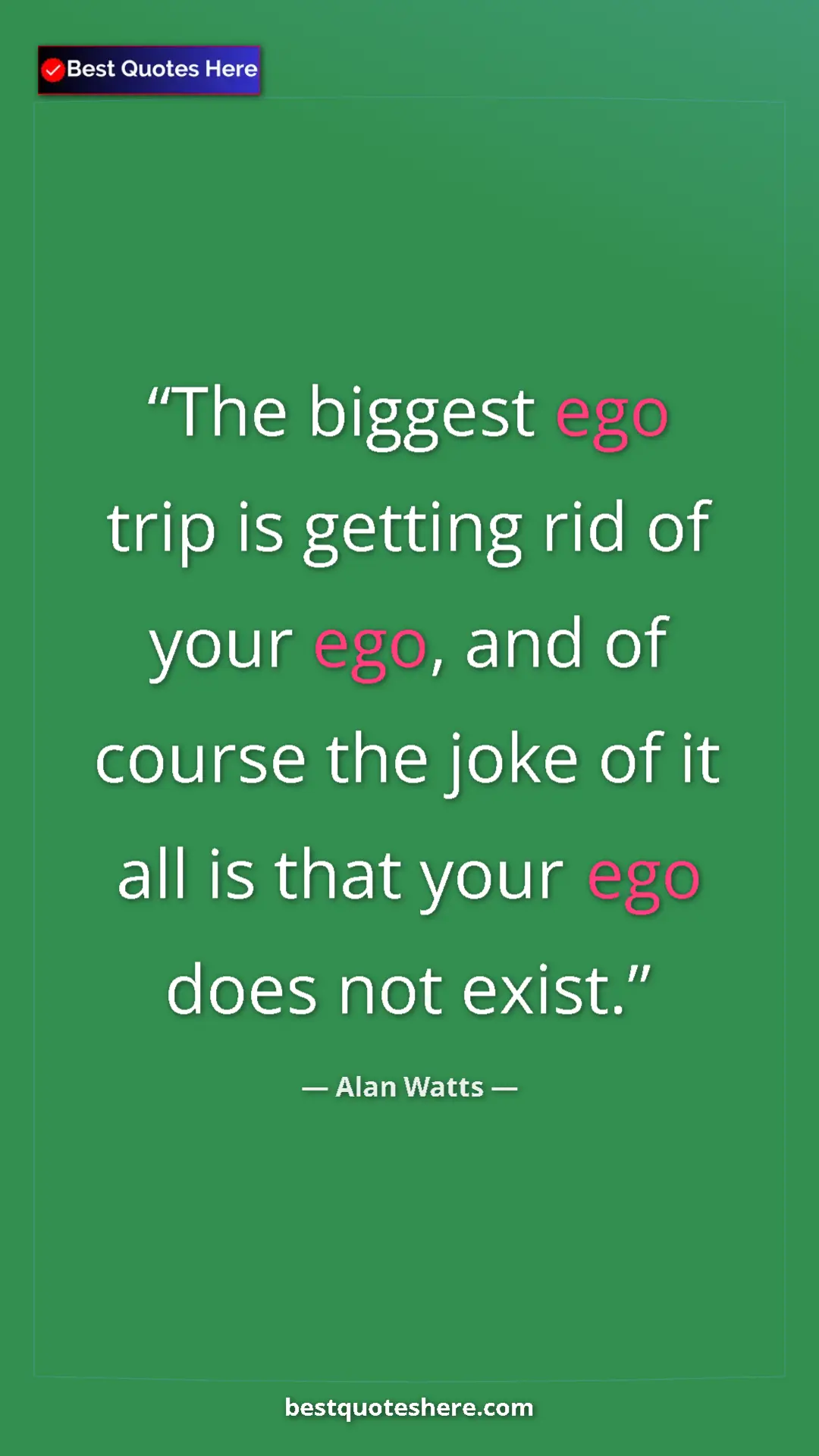 Pinterest quote poster by Alan Watts: "The biggest ego trip is getting rid of your ego, and of..."