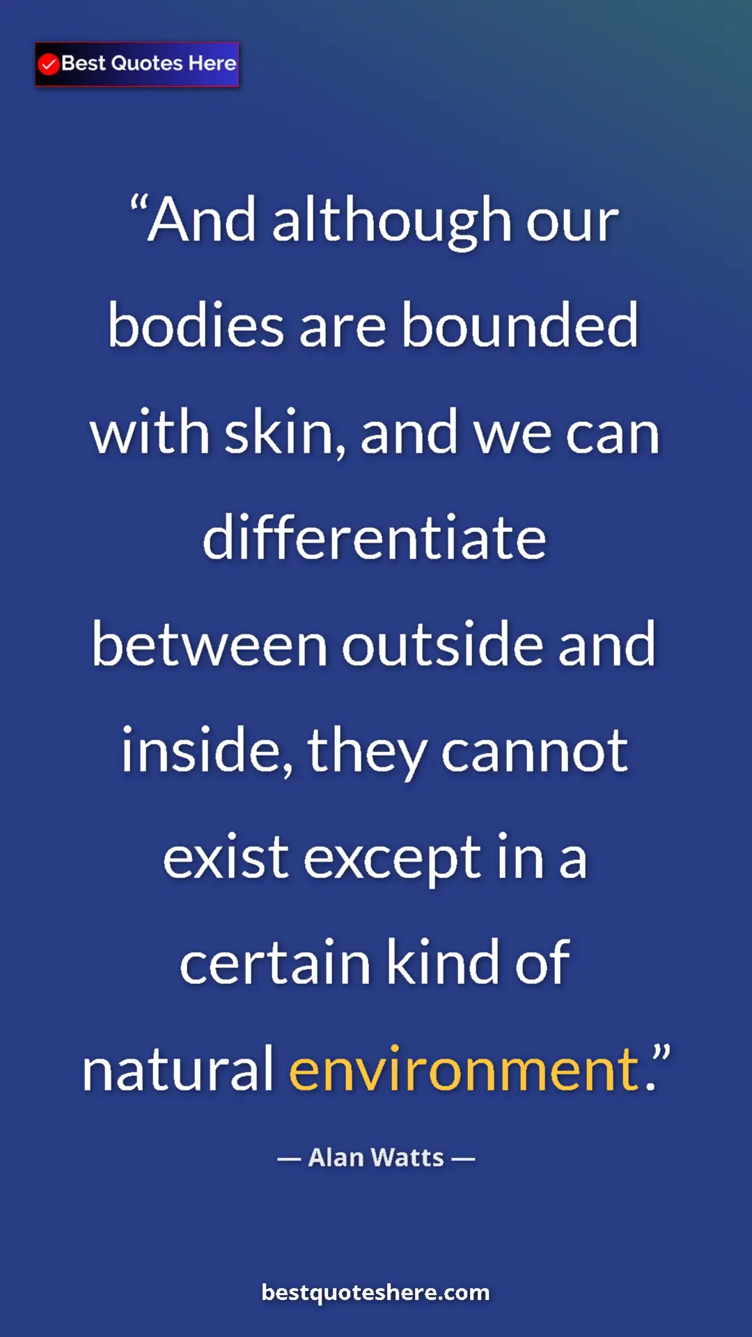 Pinterest quote poster by Alan Watts: "And although our bodies are bounded with skin, and we can..."