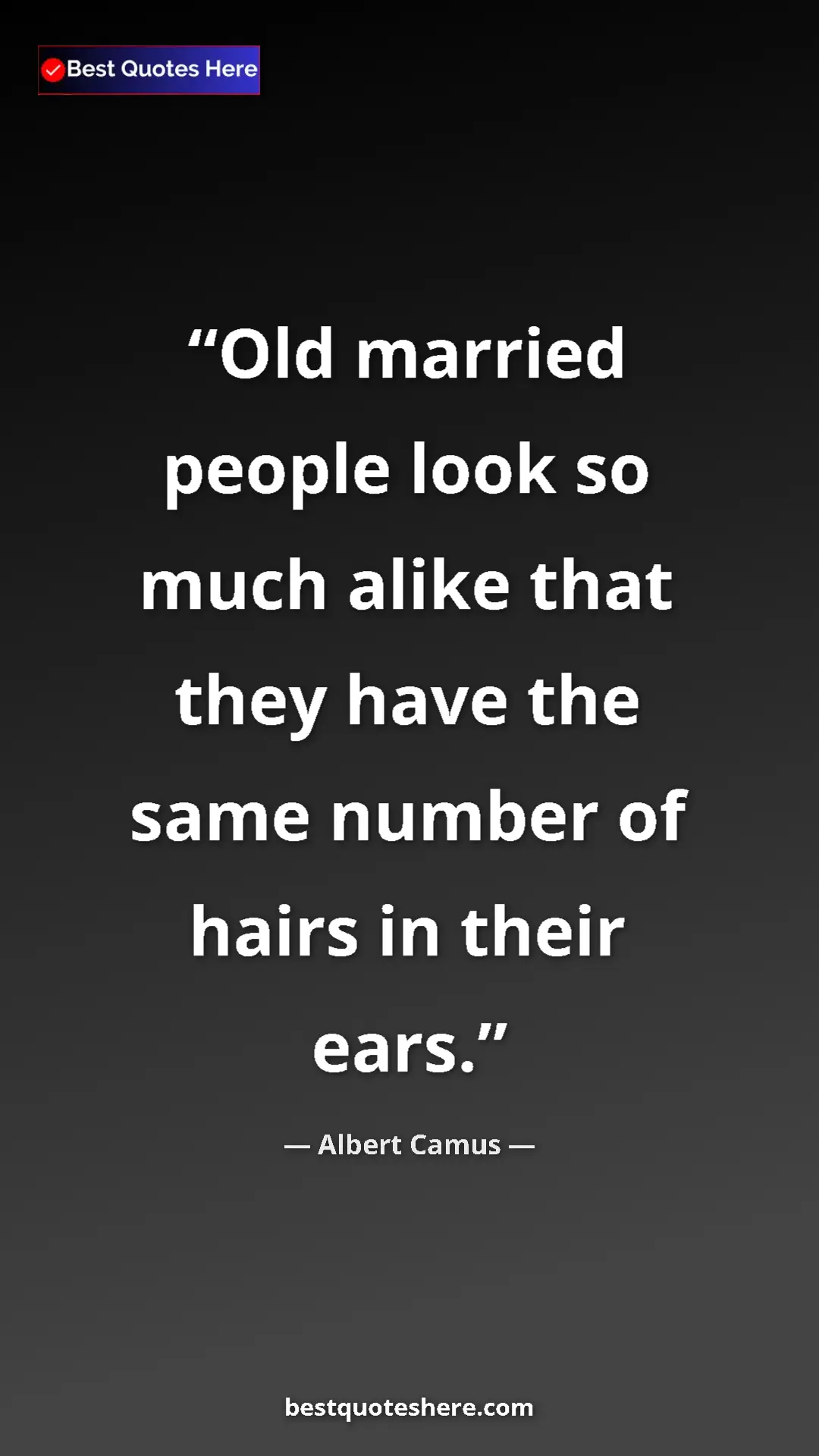 Pinterest quote poster by Albert Camus: "Old married people look so much alike that they have the..."