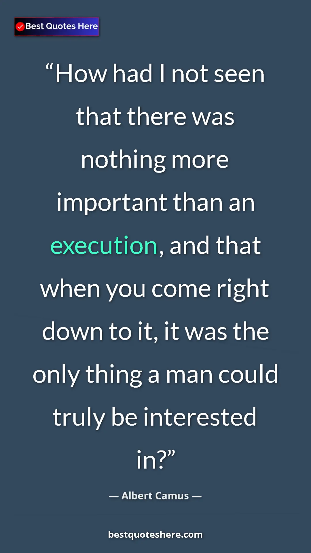 Pinterest quote poster by Albert Camus: "How had I not seen that there was nothing more important..."