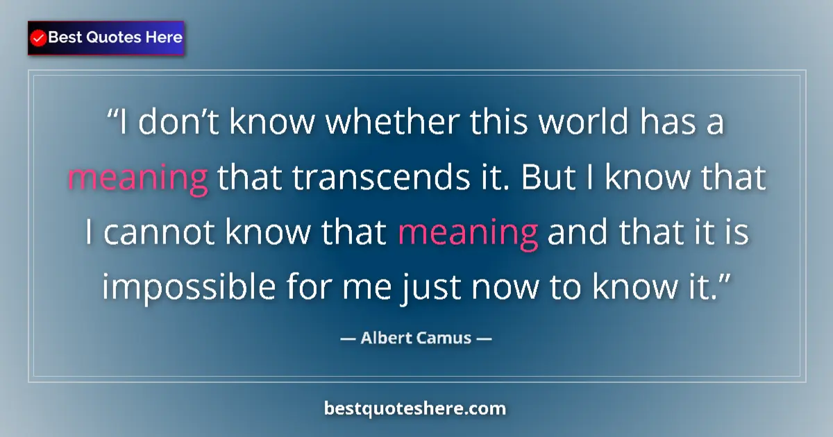 Albert Camus quote: "I don’t know whether this world has a meaning that..."
