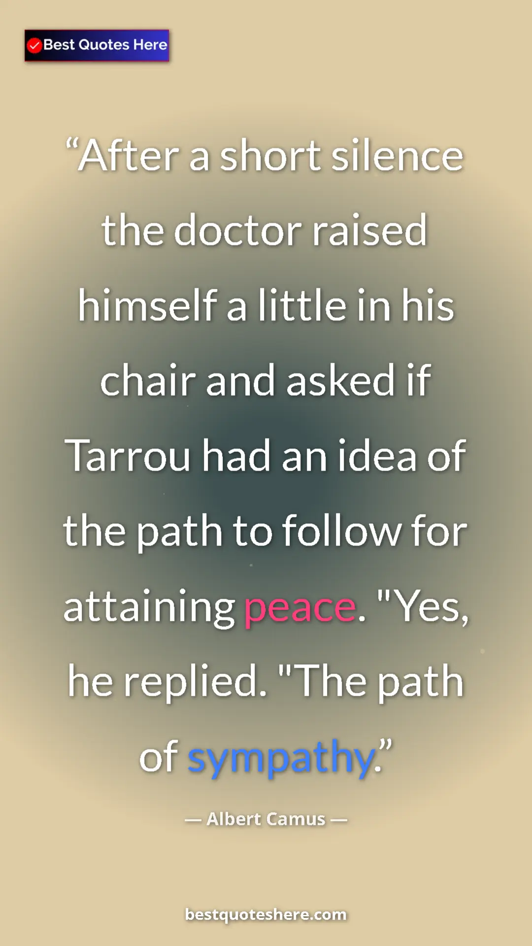 Pinterest quote poster by Albert Camus: "After a short silence the doctor raised himself a little in..."