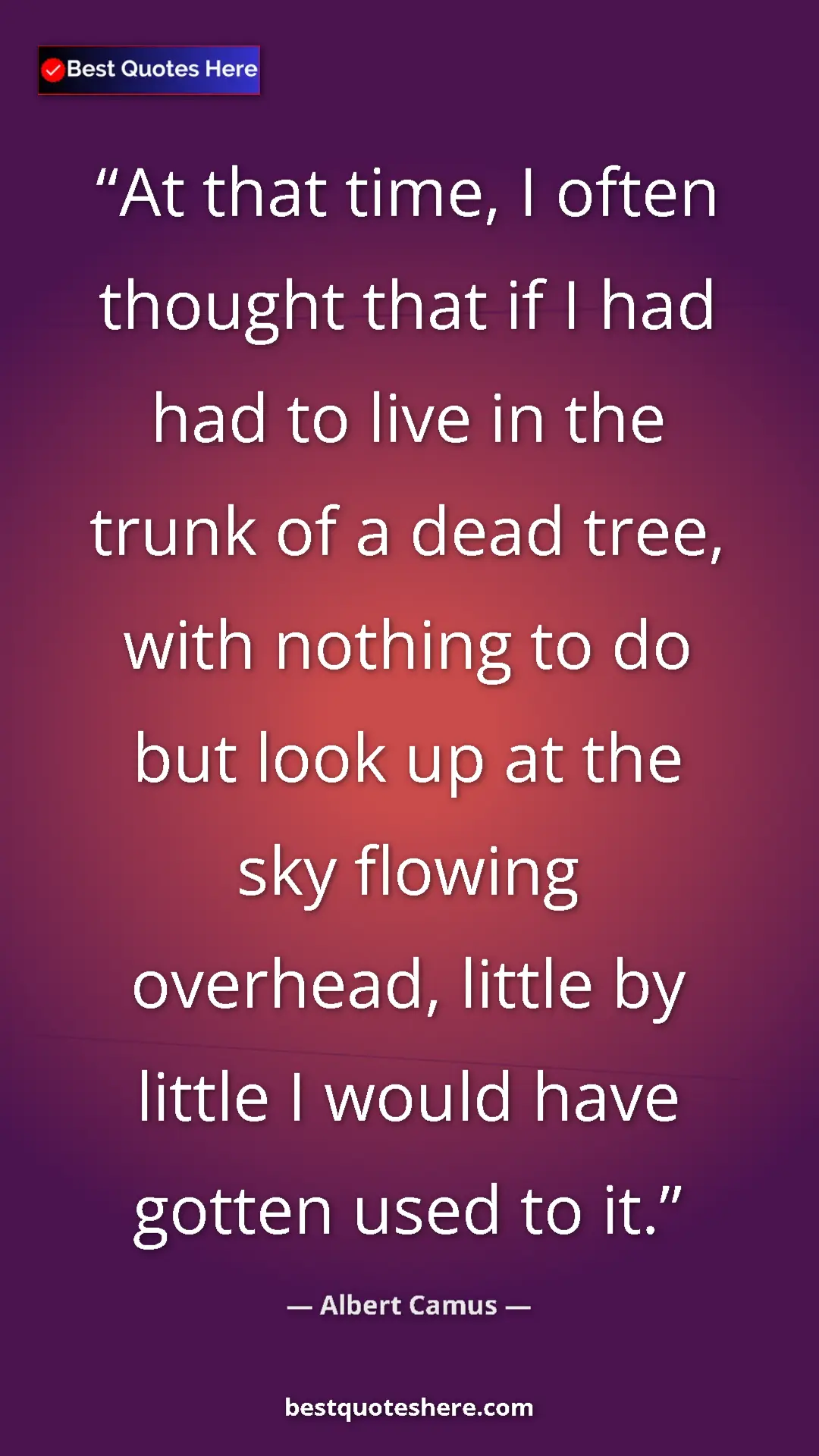 Pinterest quote poster by Albert Camus: "At that time, I often thought that if I had had to live in..."