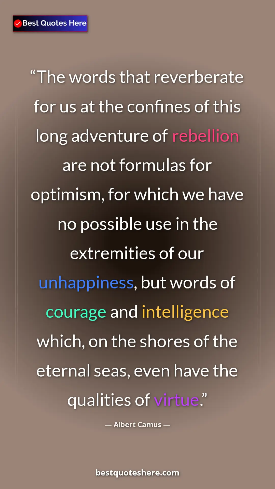 Pinterest quote poster by Albert Camus: "The words that reverberate for us at the confines of this..."
