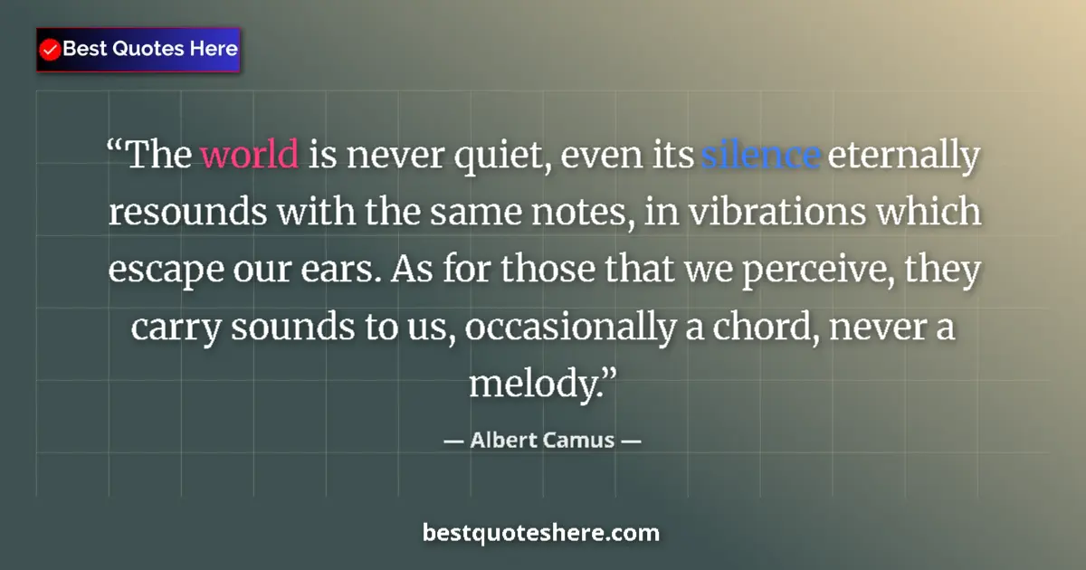 Quote by Albert Camus: The world is never quiet, even its silence eternal