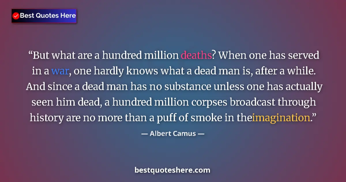Quote by Albert Camus: But what are a hundred million deaths? When one ha