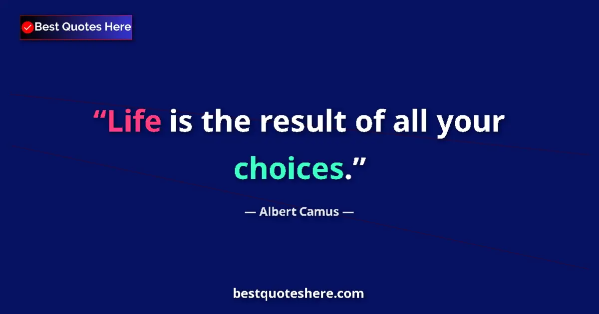 Quote by Albert Camus: Life is the result of all your choices....