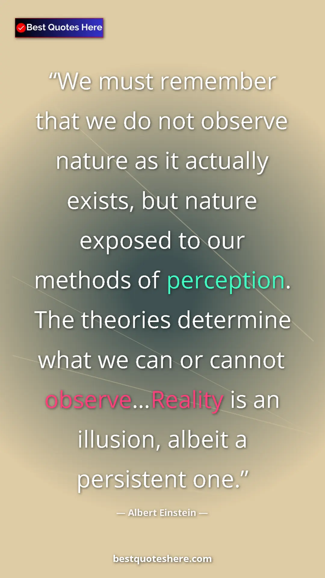 Pinterest quote poster by Albert Einstein: "We must remember that we do not observe nature as it..."