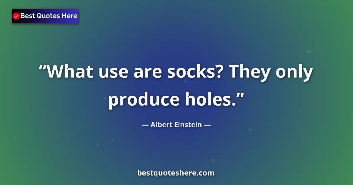 Quote by Albert Einstein: What use are socks? They only produce holes....