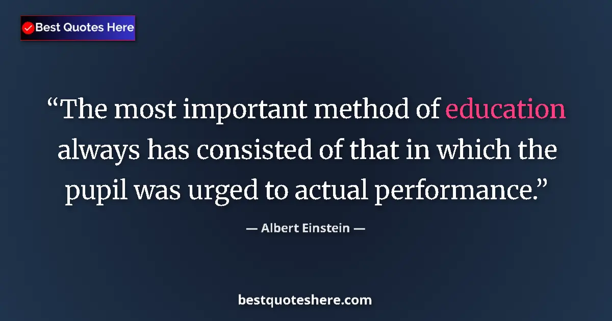 Quote by Albert Einstein: The most important method of education always has consisted of that in which the pupil was urged to ...