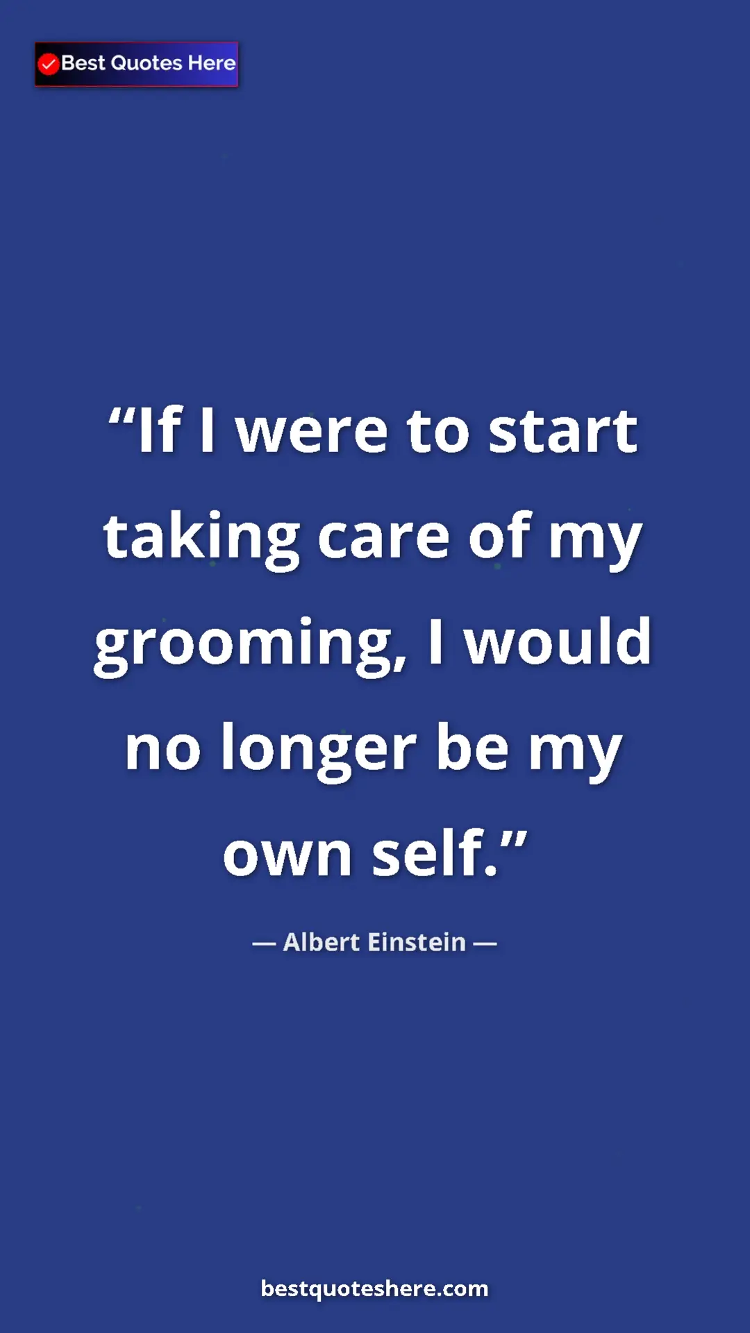 Pinterest quote poster by Albert Einstein: "If I were to start taking care of my grooming, I would no..."