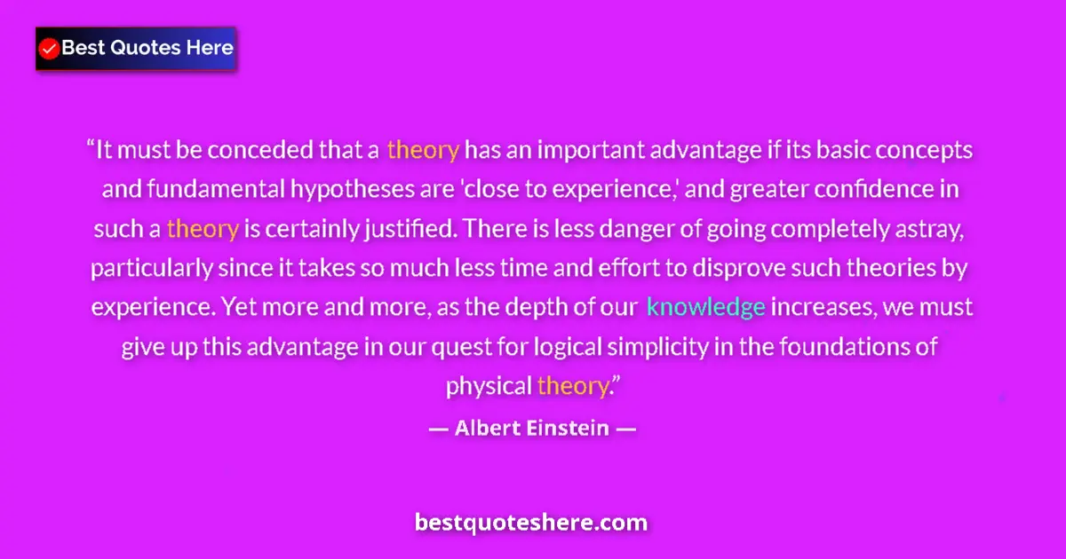Quote by Albert Einstein: It must be conceded that a theory has an important advantage if its basic concepts and fundamental h...