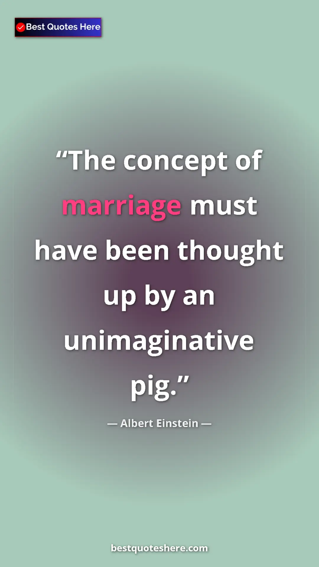 Pinterest quote poster by Albert Einstein: "The concept of marriage must have been thought up by an..."