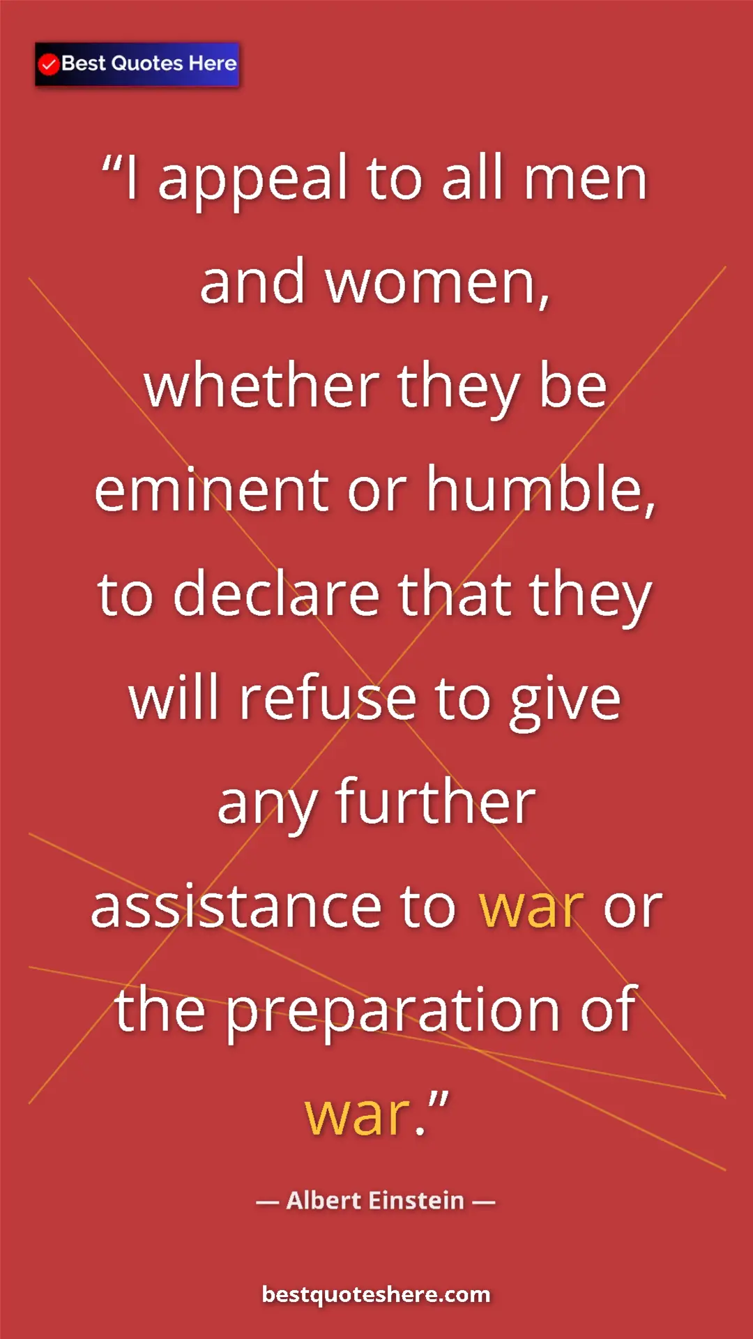 Pinterest quote poster by Albert Einstein: "I appeal to all men and women, whether they be eminent or..."