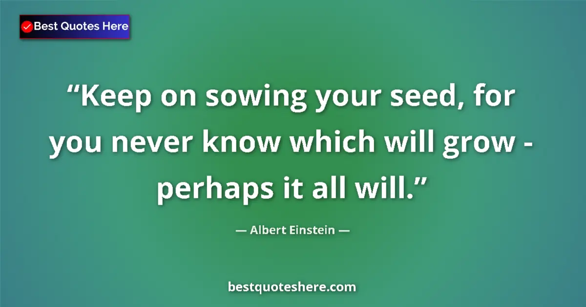 Quote by Albert Einstein: Keep on sowing your seed, for you never know which