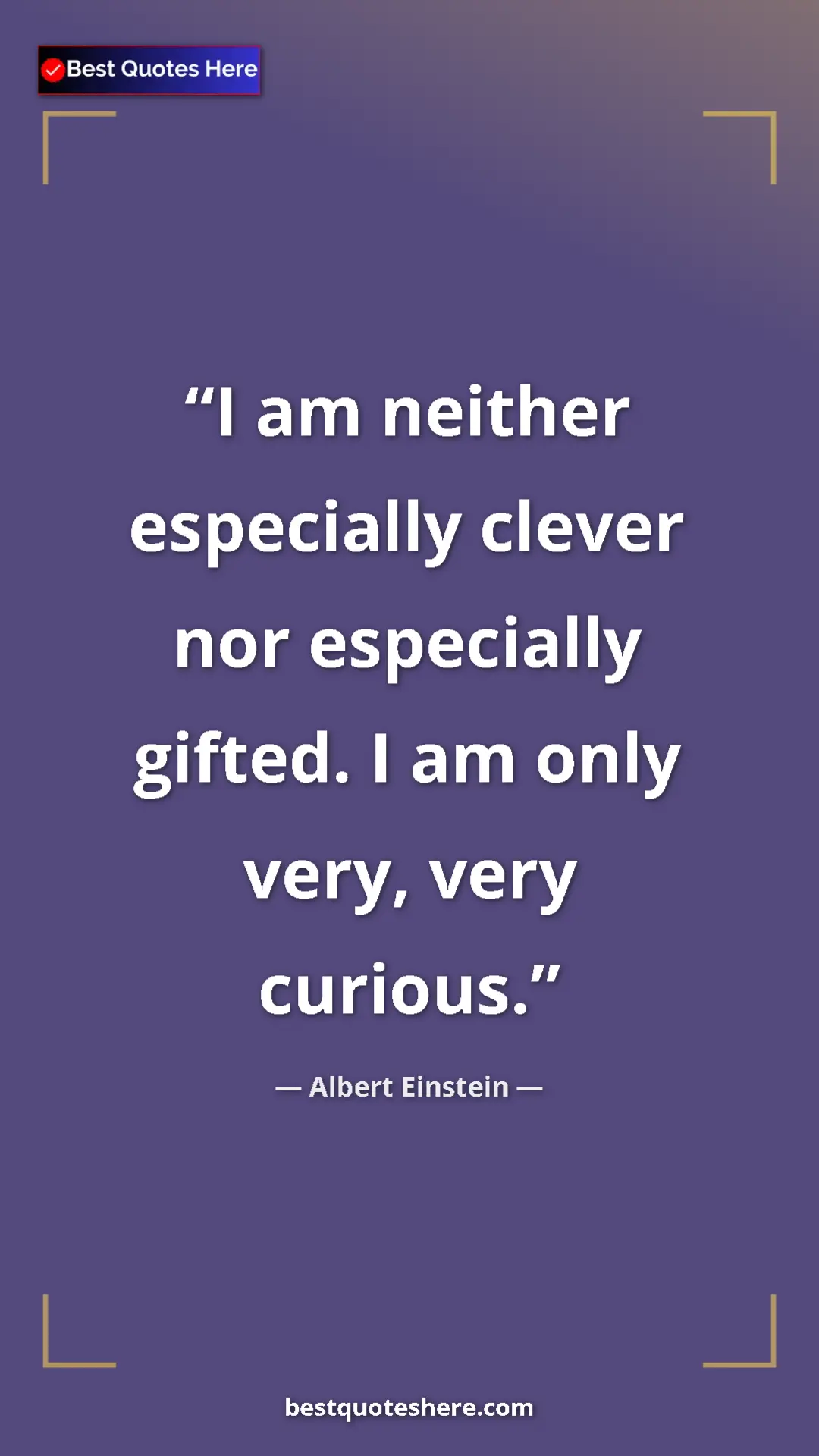 Pinterest quote poster by Albert Einstein: "I am neither especially clever nor especially gifted. I am..."
