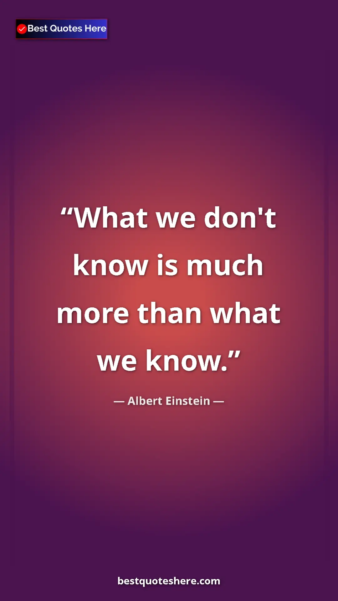 Pinterest quote poster by Albert Einstein: "What we don't know is much more than what we know."