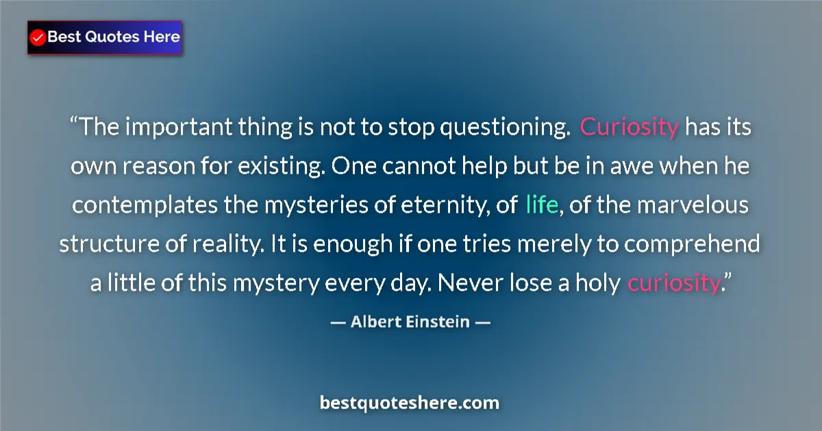 Albert Einstein quote: "The important thing is not to stop questioning. Curiosity..."