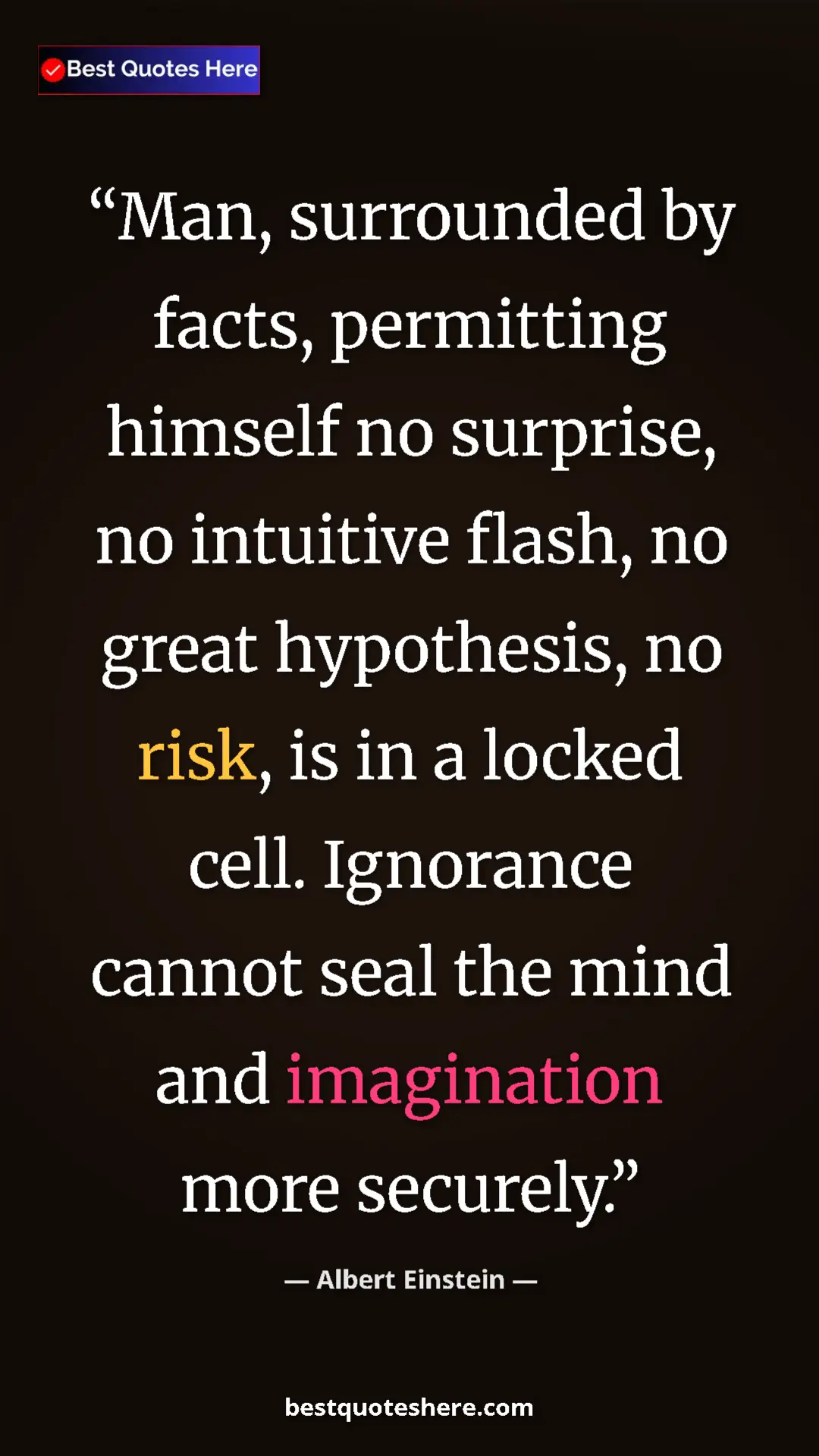 Pinterest quote poster by Albert Einstein: "Man, surrounded by facts, permitting himself no surprise,..."