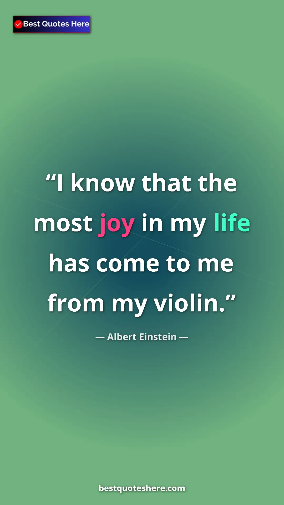 Pinterest quote poster by Albert Einstein: "I know that the most joy in my life has come to me from my..."