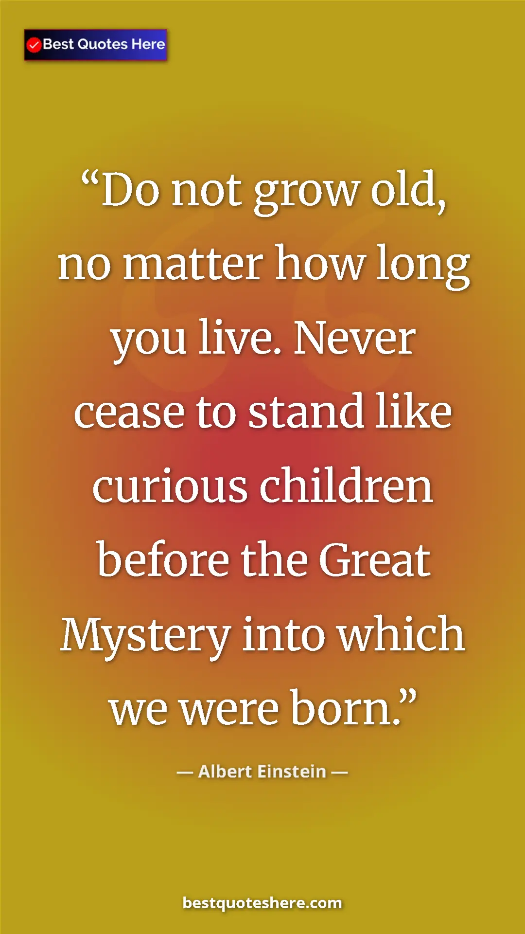 Pinterest quote poster by Albert Einstein: "Do not grow old, no matter how long you live. Never cease..."