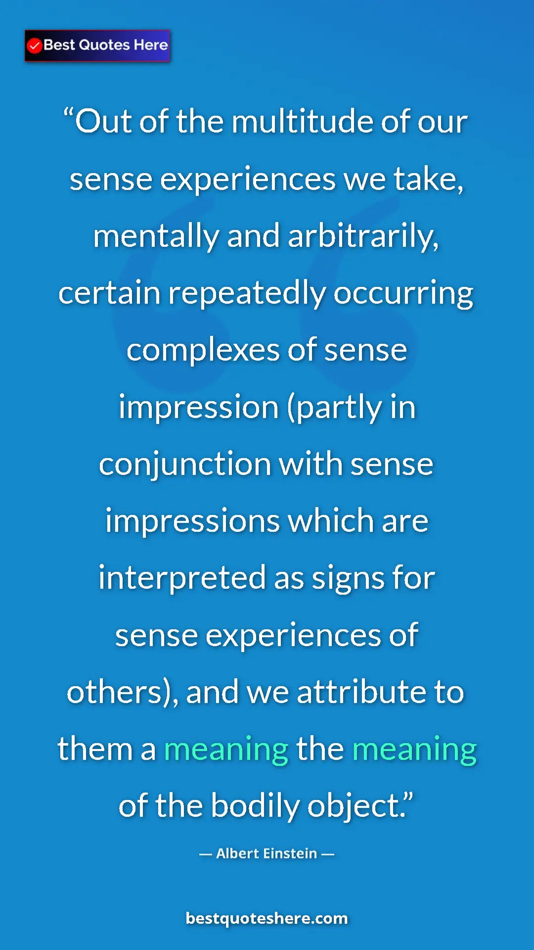 Albert Einstein Quote Card: "Out of the multitude of our sense experiences we take,..." Pinterest quote poster by Albert Einstein: "Out of the multitude of our sense experiences we take,..."