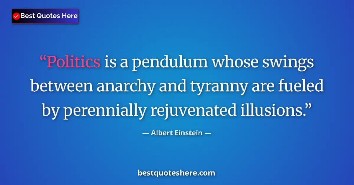 Quote by Albert Einstein: Politics is a pendulum whose swings between anarch