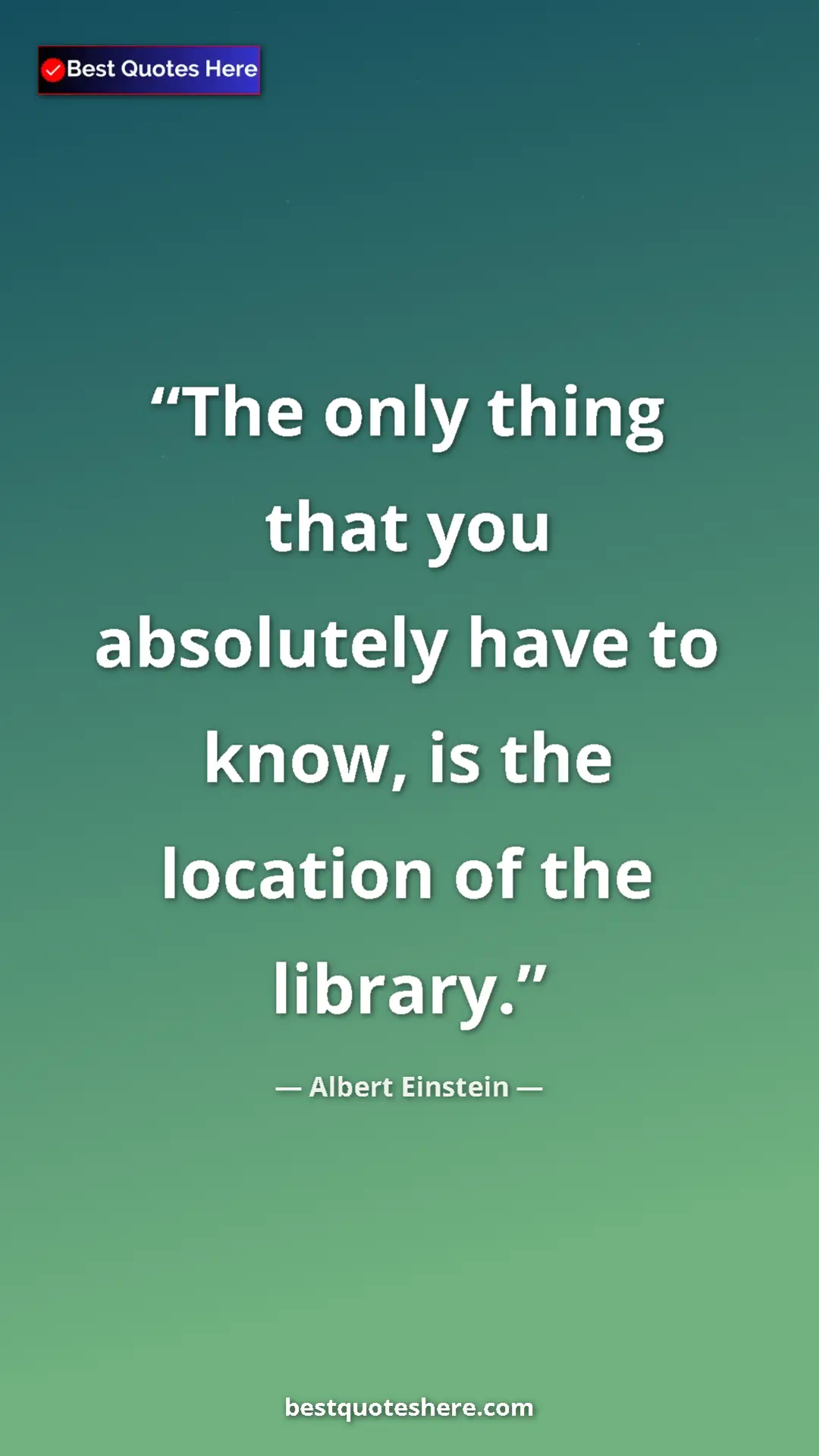 Pinterest quote poster by Albert Einstein: "The only thing that you absolutely have to know, is the..."