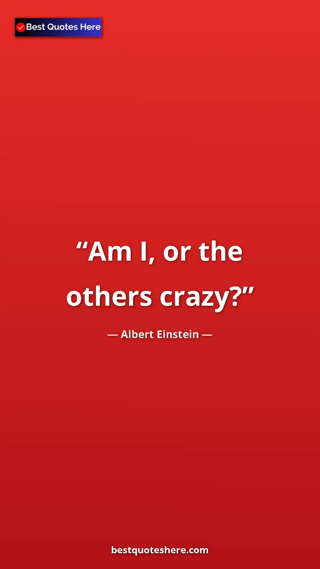 Pinterest quote poster by Albert Einstein: "Am I, or the others crazy?"