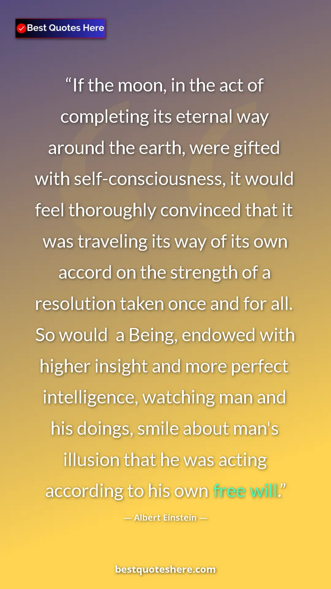 Pinterest quote poster by Albert Einstein: "If the moon, in the act of completing its eternal way..."