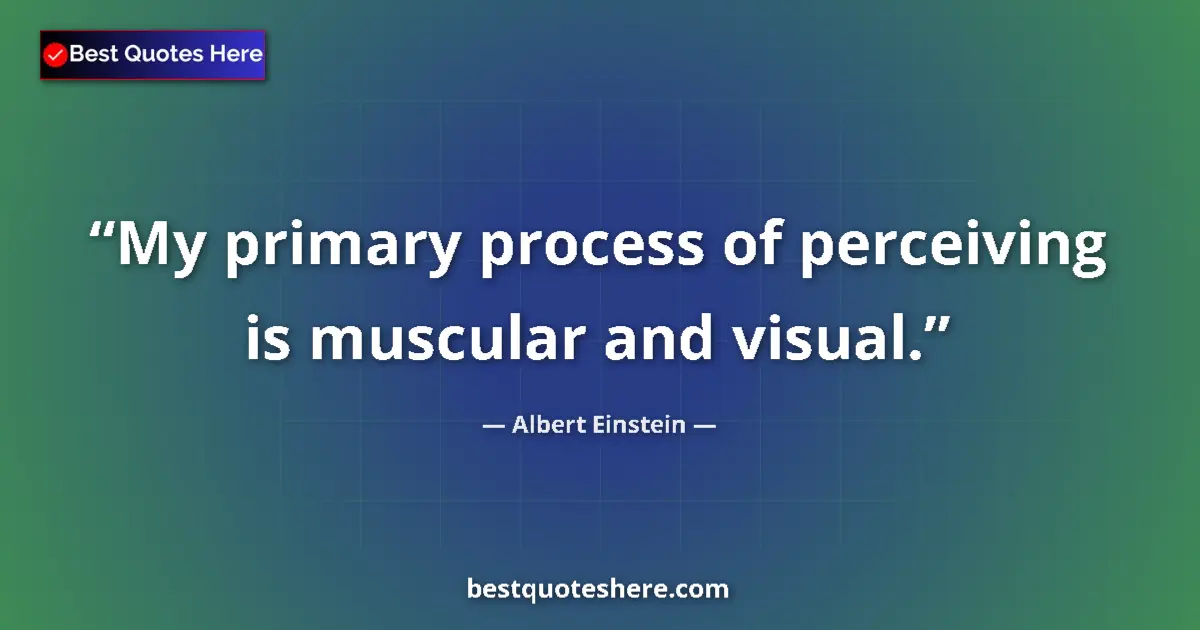 Image for the quote by Albert Einstein: My primary process of perceiving is muscular and visual....