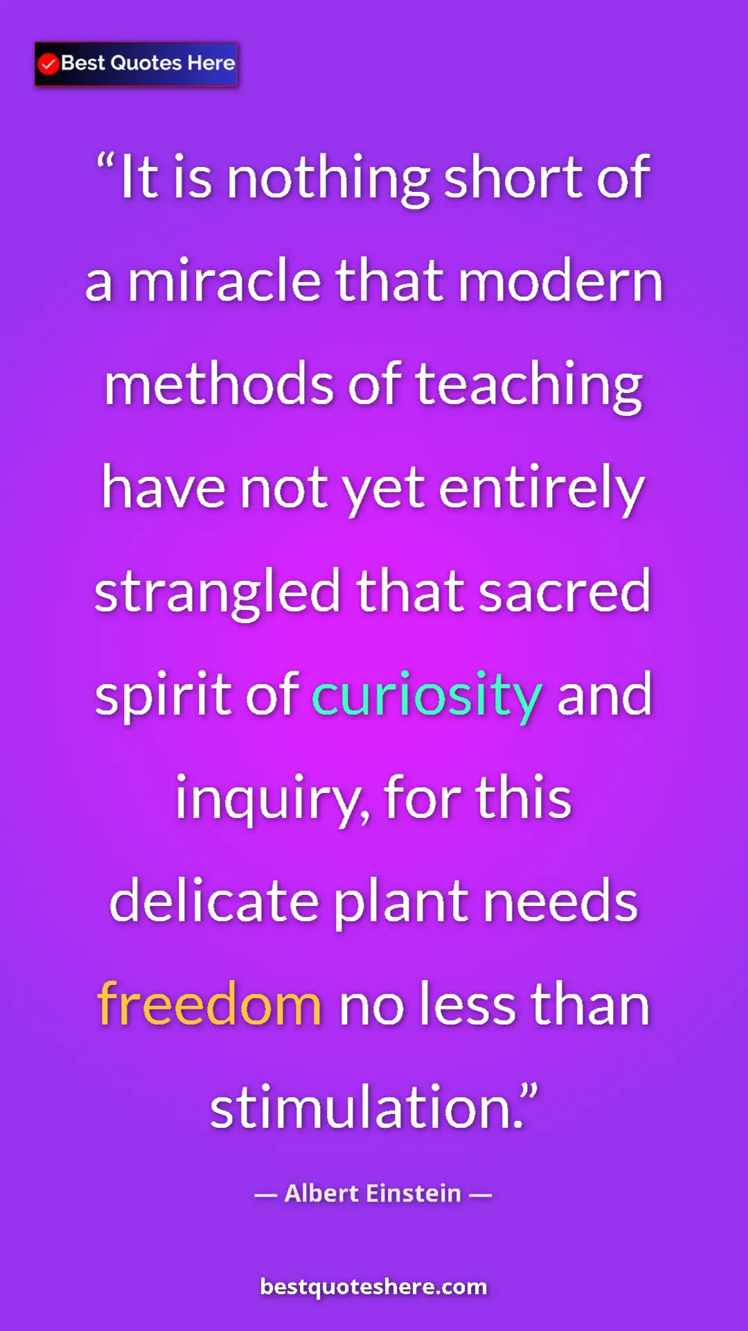Pinterest quote poster by Albert Einstein: "It is nothing short of a miracle that modern methods of..."