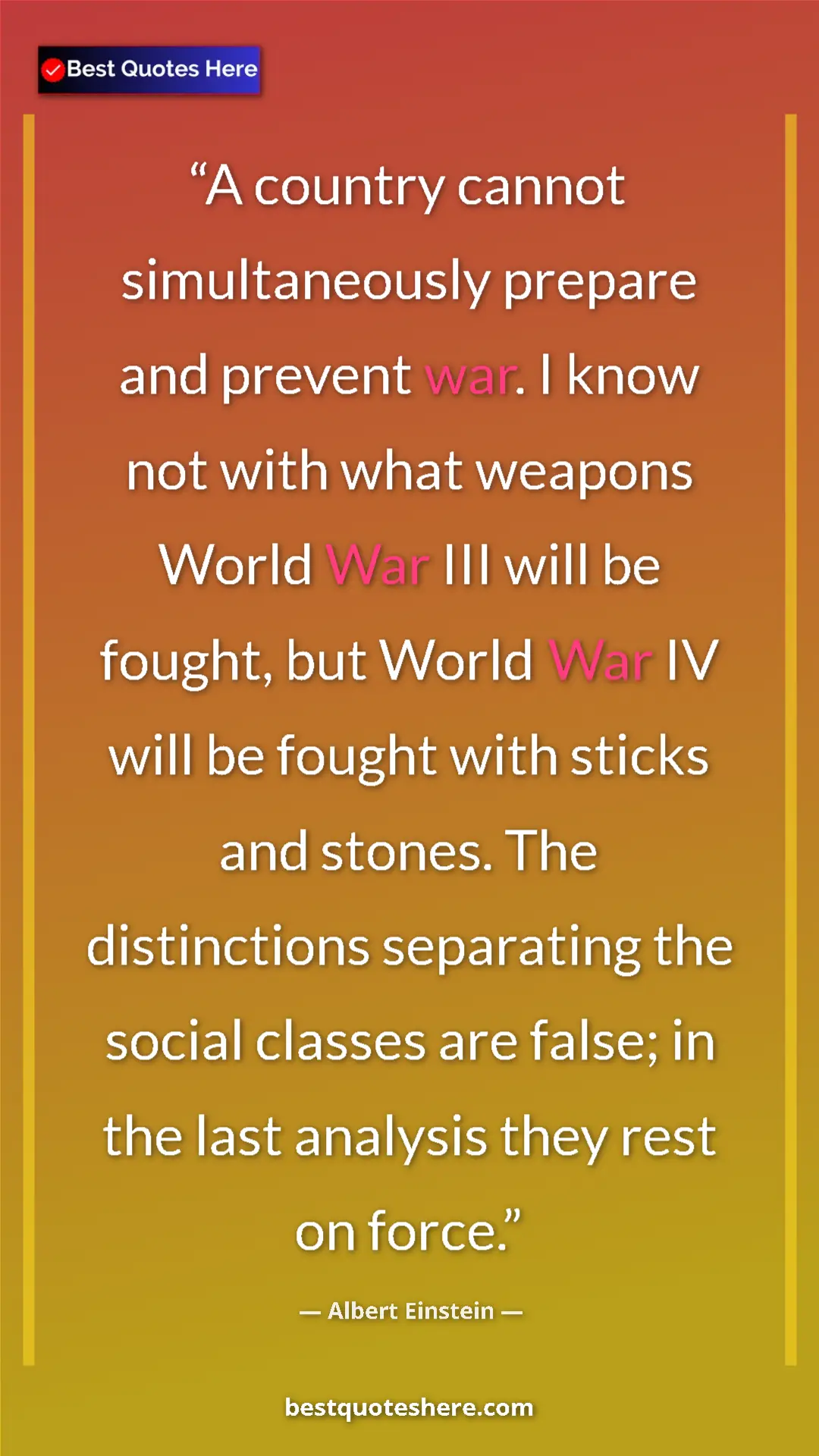 Albert Einstein Quote Card: "A country cannot simultaneously prepare and prevent war. I..." Pinterest quote poster by Albert Einstein: "A country cannot simultaneously prepare and prevent war. I..."