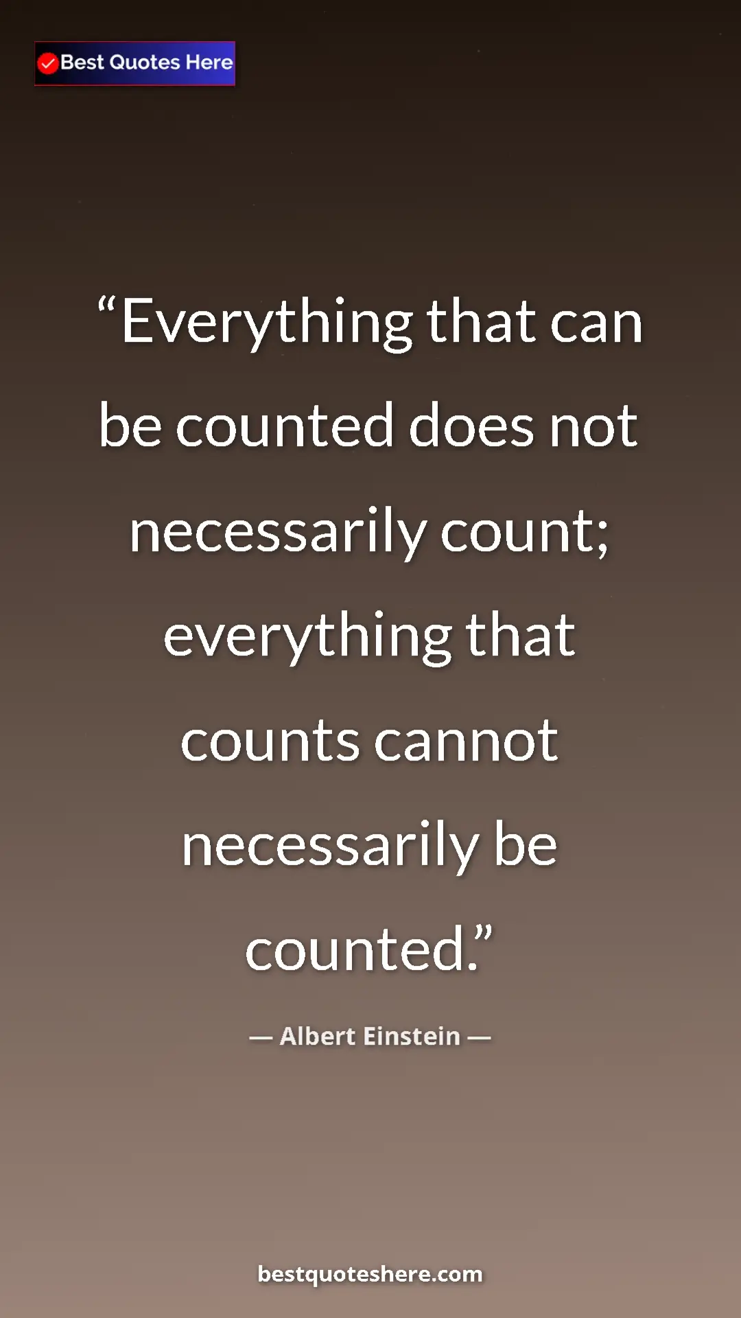 Pinterest quote poster by Albert Einstein: "Everything that can be counted does not necessarily count;..."