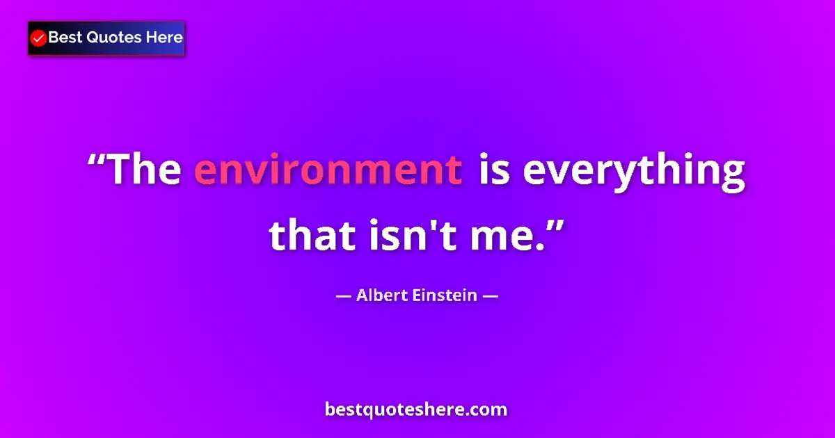 Quote by Albert Einstein: The environment is everything that isn't me.