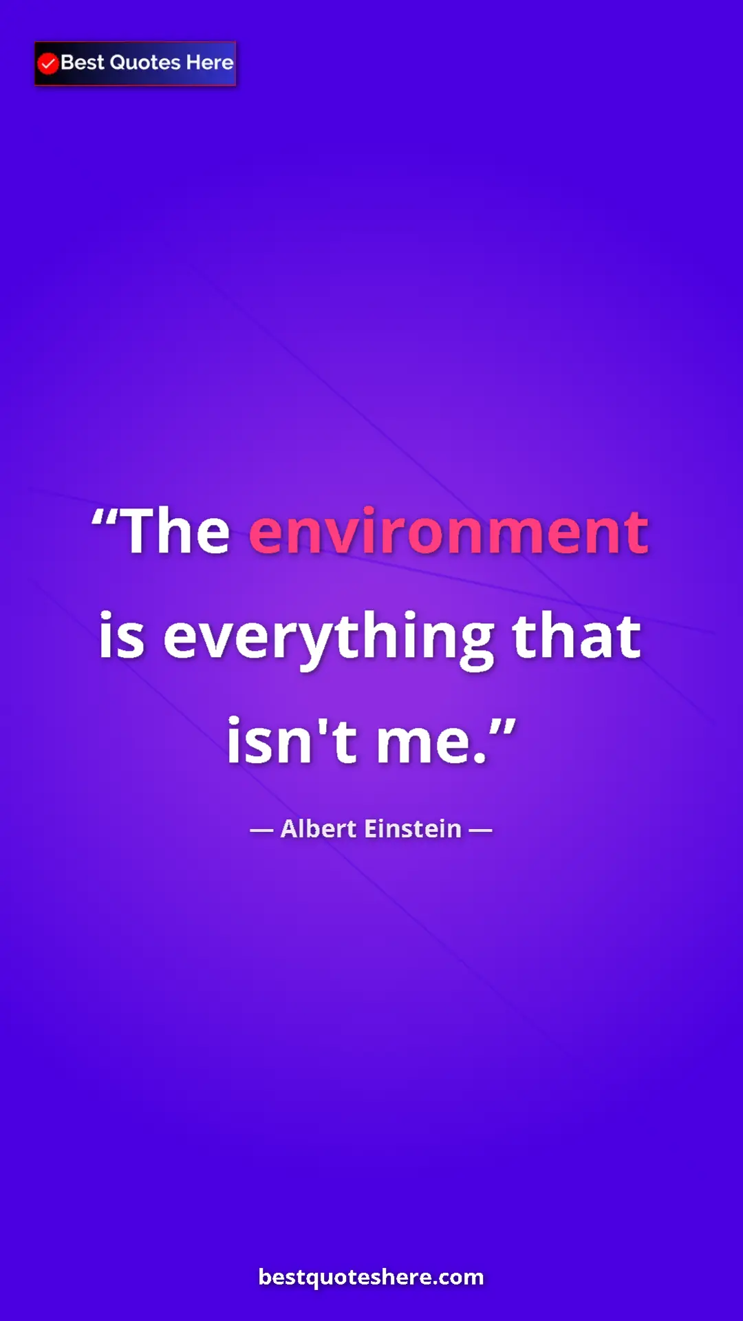 Pinterest quote poster by Albert Einstein: "The environment is everything that isn't me."
