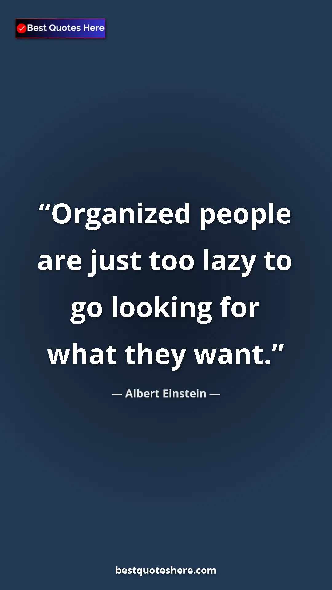 Pinterest quote poster by Albert Einstein: "Organized people are just too lazy to go looking for what..."