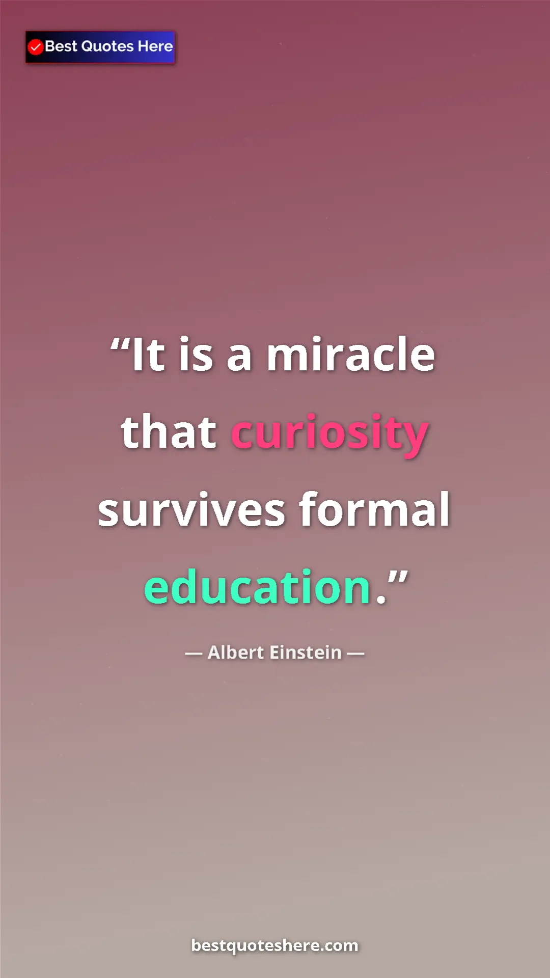 Pinterest quote poster by Albert Einstein: "It is a miracle that curiosity survives formal education."