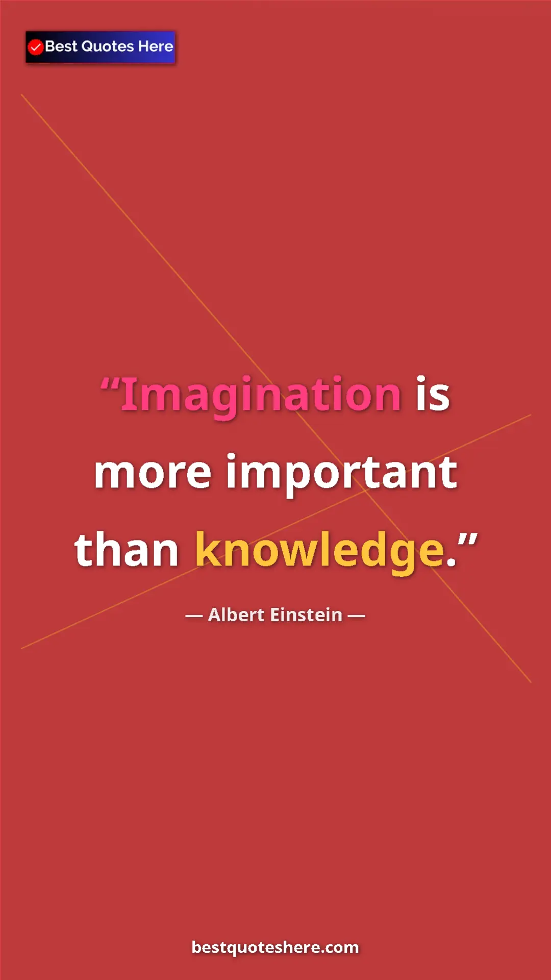 Pinterest quote poster by Albert Einstein: "Imagination is more important than knowledge."