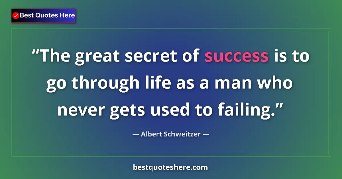 Quote by Albert Schweitzer: The great secret of success is to go through life