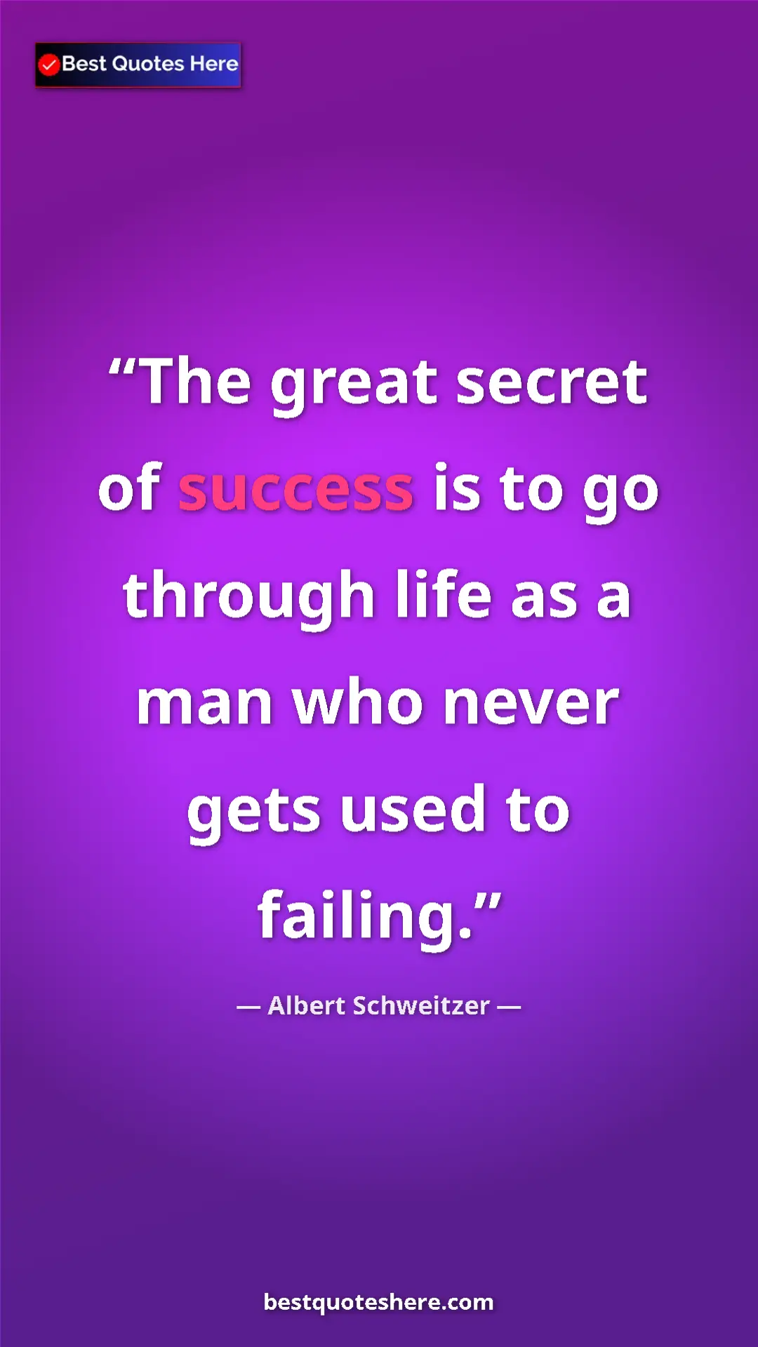 Albert Schweitzer Quote Card: "The great secret of success is to go through life as a man..." Pinterest quote poster by Albert Schweitzer: "The great secret of success is to go through life as a man..."
