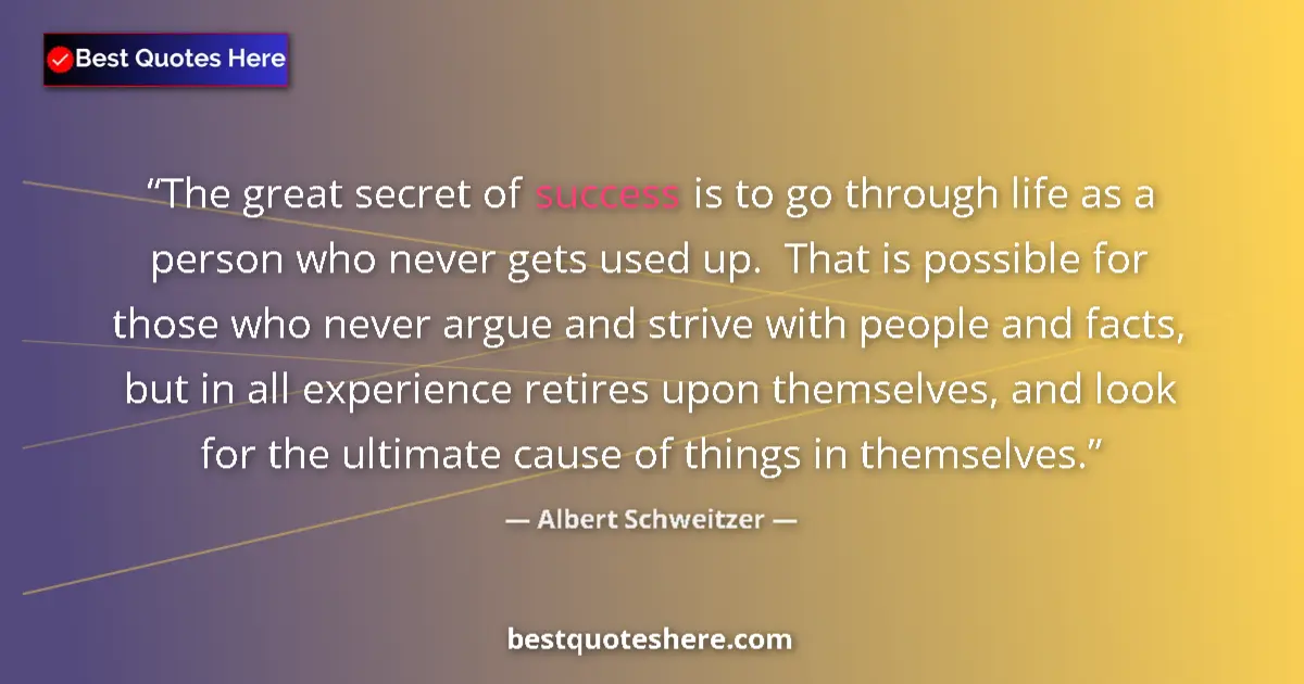 Quote by Albert Schweitzer: The great secret of success is to go through life